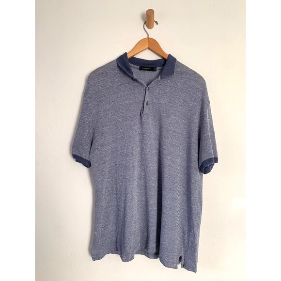 Ermenegildo Zegna XL Polo Shirt Blue Textured Cotton - Picture 2 of 10